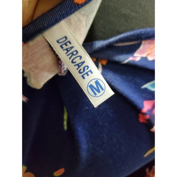 Dearcase Women's Blue Floral Rayon V-Neck Long Sleeve Knee Length Dress Size M - Picture 9 of 12